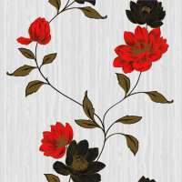 Шпалери Естель, серый фон красные цветы
