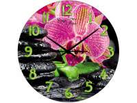 Часы настен.серия Кухня Розовая орхидея стекло