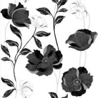 Шпалери Есения черные цветы серебро бел.фон